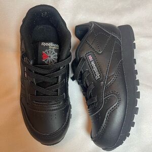 Reebok Kids Black Leather Lace-Up Sneakers
